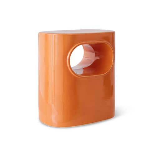 Table d\'appoint Space céramique orange / 36 x 26 x H 39 cm - HK LIVING - Orange - Céramique émaillée
