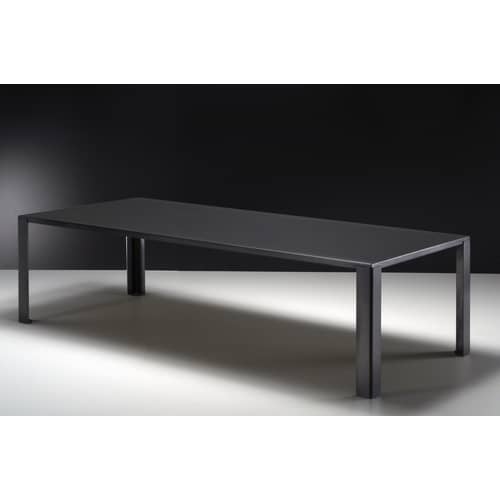 Table rectangulaire Big Irony métal noir / Maurizio Peregalli, 2000 - 238 x 100 cm - Zeus - L 238 / Acier phosphaté noir - Acier phosphaté