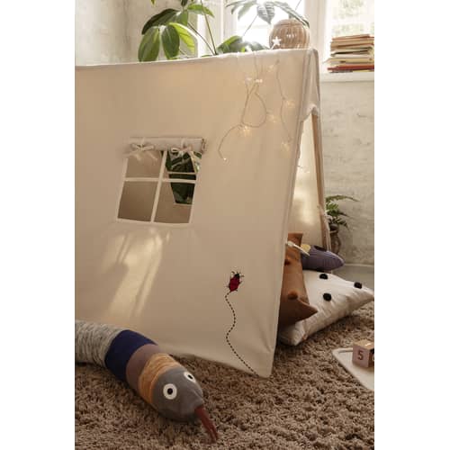 Tente enfant Coccinelle / Pliable - Ferm Living - Blanc cassé / Coccinelle rouge - Bois, Coton