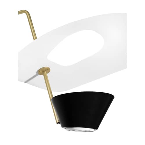 Applique avec prise G25 blanc or métal / Potence - Réédition 1951, Pierre Guariche - SAMMODE STUDIO - Noir, laiton & blanc - Acier laqué, Laiton brossé, Métal laqué