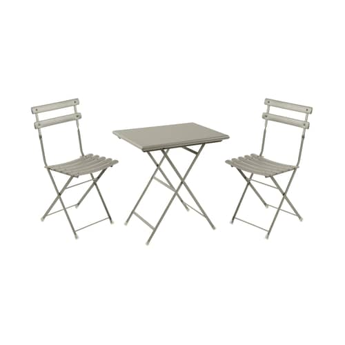 Tisch und Sitzgarnitur Arc en Ciel metall grau / Tisch 70 x 50 cm + 2 Stühle - Emu - Grau - gefirnister Stahl