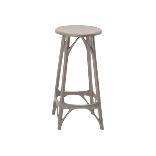Barhocker A.I. LIGHT plastikmaterial grau / H 65 cm - Von künstlicher Intelligenz entworfen / Recycelt - Kartell - Grau - Recyceltes thermoplast. Technopolymer