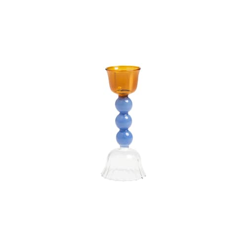 Bougeoir Perle Large verre multicolore / H 14,5 cm - & klevering - H 14,5 cm / Ambre & bleu - Verre