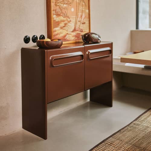 Buffet Space Small bois marron / L 108 x P 37,5 x H 80 cm - HK LIVING - Chocolat - MDF laqué