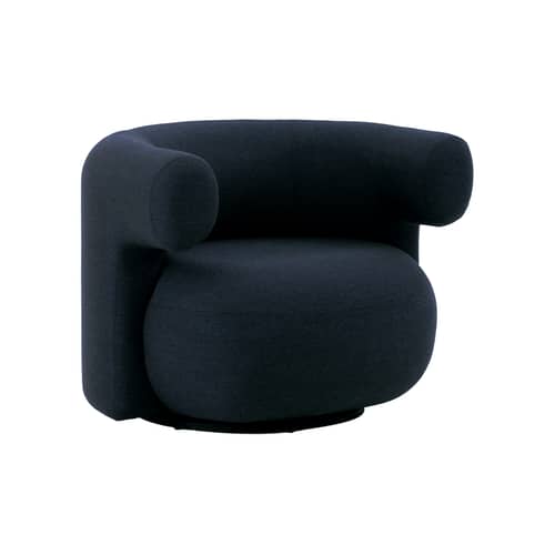 Fauteuil pivotant Burra - Normann Copenhagen - Bleu nuit (tissu Vidar 0554) - Acier, Mousse PU, Tissu Kvadrat