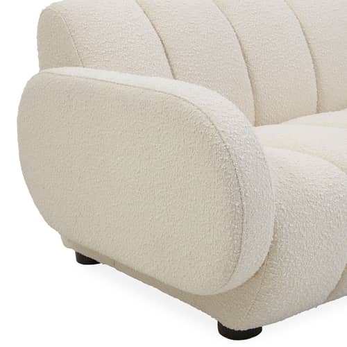 Canapé droit Brigitte tissu blanc beige / 3 places - L 223 cm / Laine bouclée - Jonathan Adler - Ivoire (Laine bouclée) - Bois, Laine bouclée, Mousse