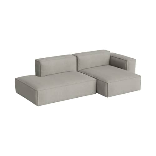 Canapé d\'angle Mags Soft Low Armrest n°3 gris clair / 2,5 places - L 256.5 cm / Accoudoir droite - Hay - Accoudoir droite / Gris clair (tissu Turf) - Contreplaqué, Mousse polyuréthane HR, Tissu