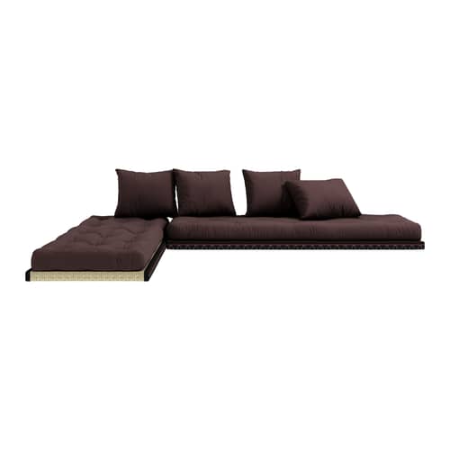 Schlafcouch Chico textil braun / Modulierbar - B 200 cm - KARUP - Braun 715 - Baumwolle, Geflochtenes Binsengras, Recycelte Mischfasern