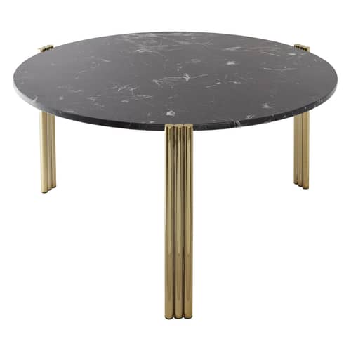 Couchtisch Tribus schwarz gold / Ø 80 x H 45 cm - Marmor - AYTM - Schwarzer Marmor / Goldfarben - Marmor, Stahl
