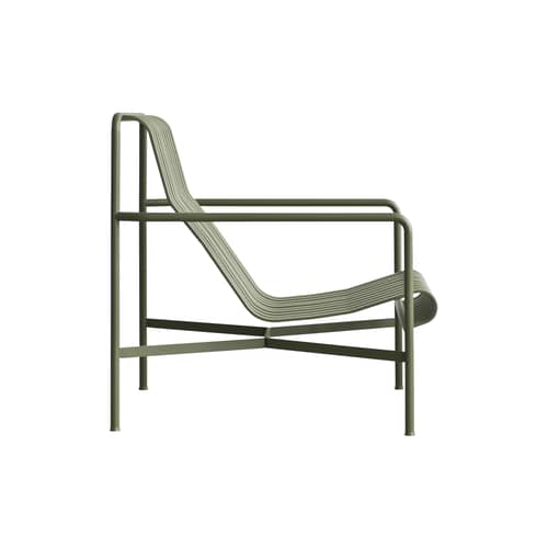 Fauteuil bas Palissade métal vert / Dossier haut - Bouroullec, 2016 - Hay - Vert olive - Acier laqué époxy