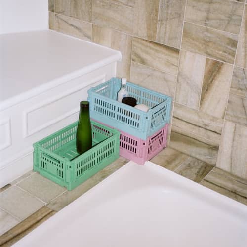 Korb Colour Crate plastikmaterial grün Small 17 x 26,5 cm - Recycelt - Hay - Dunkelminze - Recyceltes Polypropylen