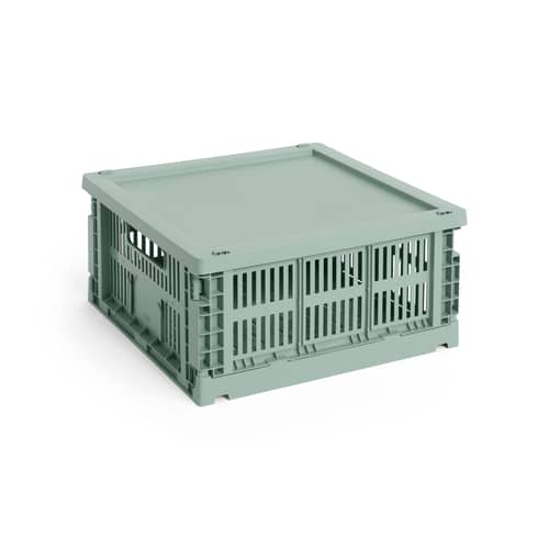  Lid plastic material green / For Basket Colour Crate Medium Square & Cube 30 x 30 cm - Hay - Sage green - Recycled polypropylene