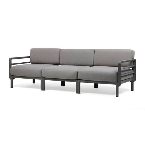 Modulares Gartensofa Maximo textil grau / 3-Sitzer - L 253.5 cm - NARDI - Grau Basaltgrau / Stoff Lavagrau - Glasfaserverstärktes Harz, Polyurethan-Schaum, Sunbrella® Acrylstoff