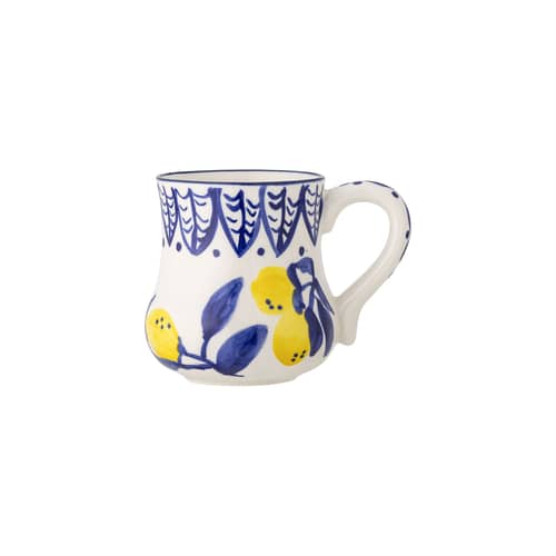 Mug Maxima céramique bleu / Ø 9,5 x H 11,5 cm - 510 ml - Bloomingville - Motif 1 / Bleu & jaune - Grès émaillé