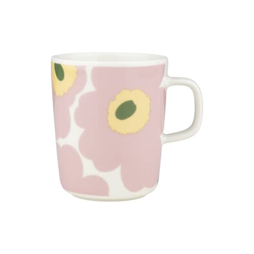Mug Unikko céramique rose / 25 cl - Marimekko - Unikko / Rose, jaune, vert - Grès