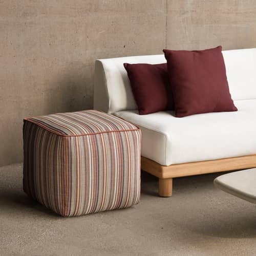 Pouf d\'extérieur Zahara Outdoor tissu orange - Ethnicraft - Terracotta - Mousse, Tissu polypropylène