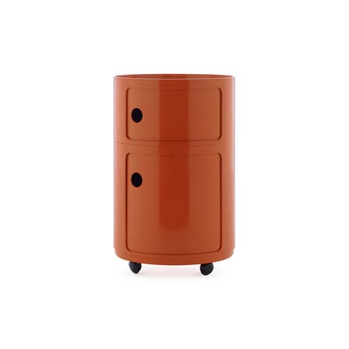 Rangement Componibili New Big plastique orange / 2 tiroirs - Ø 42 x H 61,5 cm - Kartell - Orange - ABS