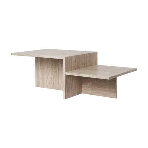 Table basse Distinct pierre beige / Travertin - 100 x 55 x H 35 cm - Ferm Living - Beige - Travertin