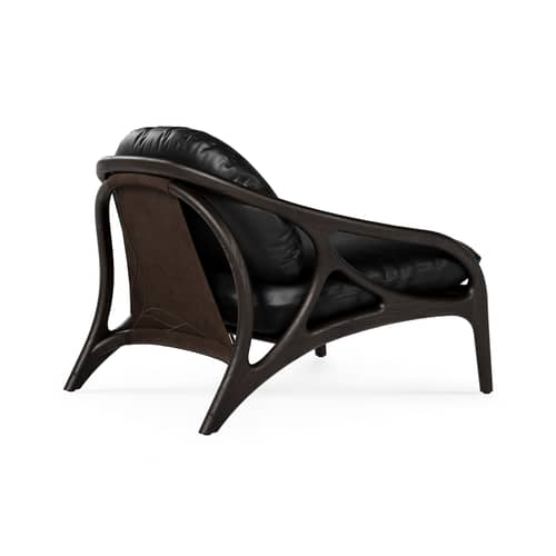 Lounge Sessel Vime INDOOR leder schwarz - MORPHO - Schwarzes Leder / Dunkelbraunes Teakholz Schwarzes Leder / Dunkelbraunes Teakholz - High Density-Schaum, Massives Teakholz, Semi-Anilin-Leder