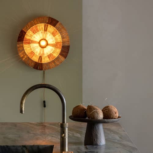 Wandleuchte mit Stromkabel Serengeti Small faser braun / Ø 45 cm - GOOD&MOJO - Ø 45 cm / Natur & Braun - Jute