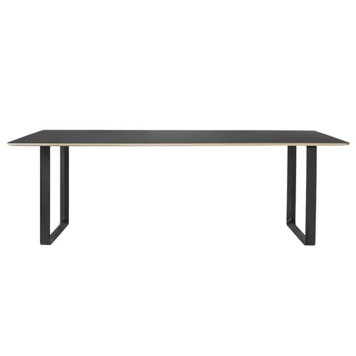 Table rectangulaire 70-70 XL / 255 x 108 cm - Contreplaqué finition linoleum - Muuto - Noir - Aluminium, Contreplaqué, Linoléum