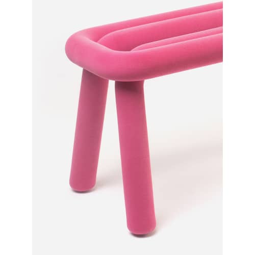 Banc rembourré Bold tissu rose / L 100 cm - Moustache - Rose - Acier, Mousse, Tissu