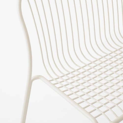 Banc avec dossier Thorvald SC111 métal blanc / L 129 cm - &tradition - Ivoire - Acier thermolaqué