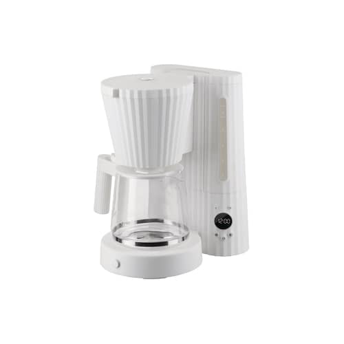 Cafetière filtre Plissé plastique blanc / Programmable - 1,5 L/10 tasses - Alessi - Blanc - Acier, Résine thermoplastique, Verre