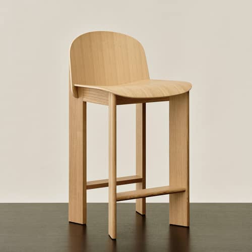 Chaise de bar Chisel 35 Low bois naturel / H 65 cm - Hay - Chêne laqué - Placage de chêne laqué