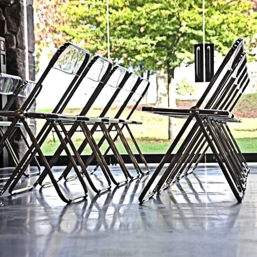 Chaise pliante Plia plastique transparent / Giancarlo Piretti, 1967 - ANONIMA CASTELLI - Transparent / Structure chromée - Acier, Polycarbonate