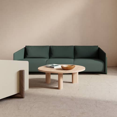 Galta Forte Coffee table natural wood / Ø 100 x H 36 cm - KANN DESIGN - Natural oak - Oak veneer, Solid oak