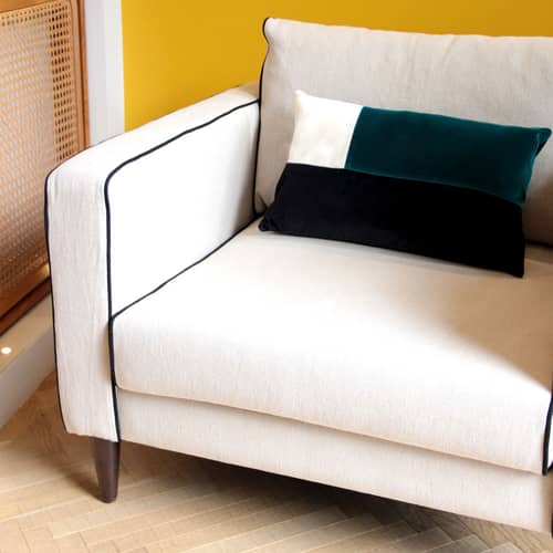 Coussin Echec et Mat / Velours - 30 x 50 cm - Maison Sarah Lavoine - Bleu, noir, jasmin - Mousse, Velours