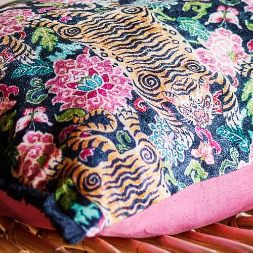 Cuscino Lester tessuto multicolore / 50 x 35 cm - Bloomingville - Multicolore e nero - Cotone, Poliestere