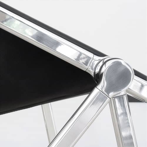 Fauteuil pliant Plona cuir noir / Cuir - Giancarlo Piretti, 1970 - ANONIMA CASTELLI - Cuir noir - Aluminium poli, Cuir