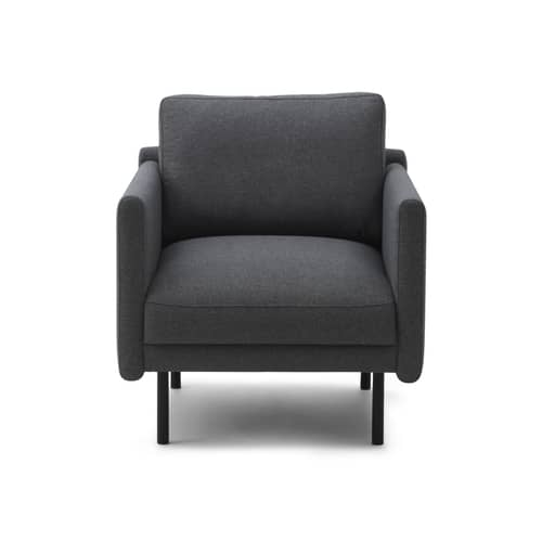 Fauteuil rembourré Rar tissu gris - Normann Copenhagen - Tissu Gris foncé - Acier, Bois, Mousse PU, Tissu