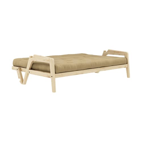 Canapé convertible Grab / L 204 cm - 3 places - KARUP DESIGN - Beige doré 758 / Pin clair - Fibres recyclées mélangées, Mousse, Pin massif certifié FSC, Tissu