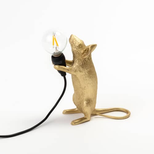Lampada da tavolo Mouse Standing #1 / Souris debout materiale plastico oro / Topo in piedi - Seletti - Topo in piedi / Dorato - Resina
