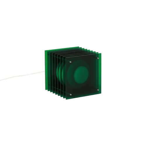 Lampe de table Lop Small Square plastique vert / Lauréat Archiproducts Design Award - BANG - Vert - Acrylique, Inox, Verre