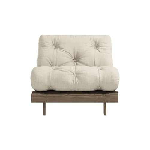 Fauteuil convertible Roots / Dormeuse & lit d\'appoint - 3 positions / Structure marron - KARUP DESIGN - Lin 914 / Bois marron - Fibres recyclées mélangées, Mousse, Pin massif certifié FSC laqué, Tissu