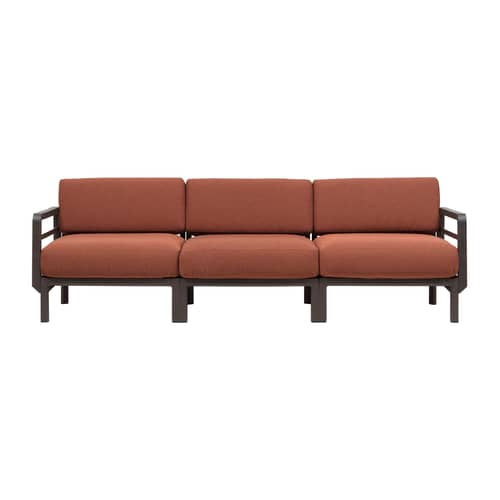 Divano da giardino modulare Maximo tessuto arancione / 3 posti - L 253,5 cm - NARDI - Terra / Tessuto Arancione Cannella - Resina in fibra di vetro, Schiuma di poliuretano, Tessuto acrilico Sunbrella®