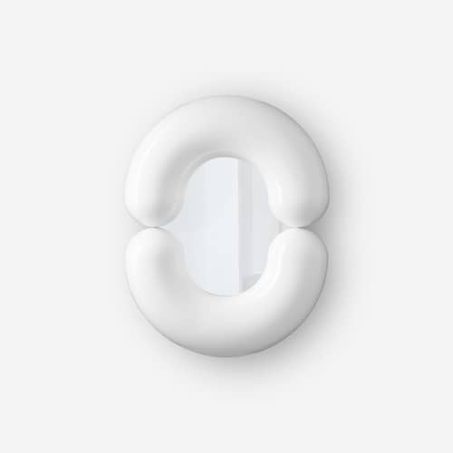 Miroir mural Zodiac Bumper Small céramique blanc / L 55 x H 70 cm - Jean-Baptiste Fastrez, 2020 - Moustache - Blanc - Céramique, Verre