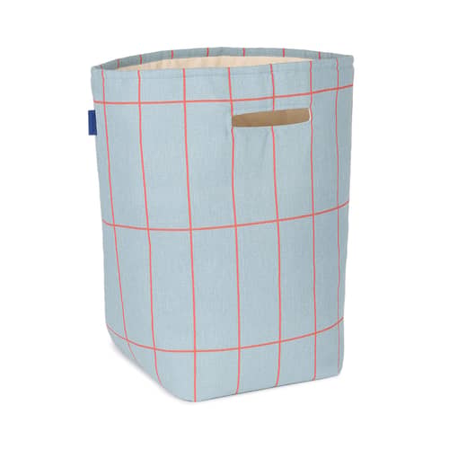 Panier Vibes tissu bleu / H 56 cm - NOBODINOZ - Bleu ciel & rouge / Grille - Coton bio, Polyester