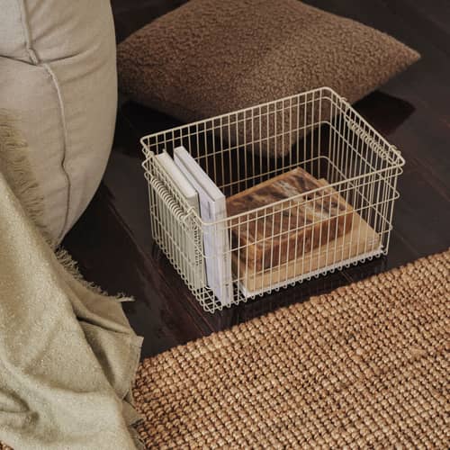 Set de 2 paniers empilables Cala / 36  x 26 x H 20 cm - Ferm Living - Beige Cachemire - Fer