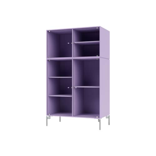 Credenza con piattaia Ripple III legno viola / Utensile - L 69,6 x P 38 x H 105 cm / Vetro ondulato - MONTANA - Iris 164 / Piedi Cromo - Acciaio cromato, MDF laccato, Vetro ondulato
