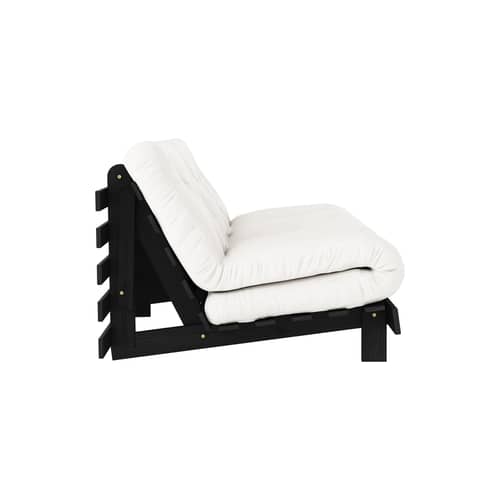 Canapé convertible Roots / L 160 cm - 3 positions / Structure noire - KARUP DESIGN - Naturel 701 / Noir - Fibres recyclées mélangées, Mousse, Pin massif certifié FSC laqué, Tissu