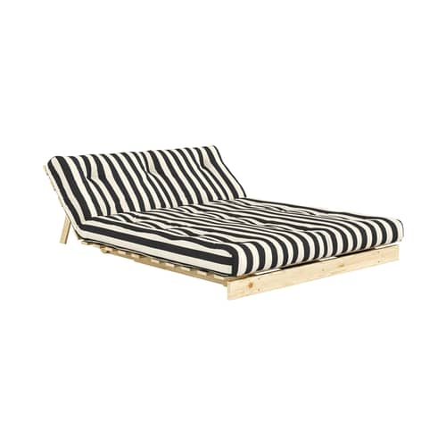 Canapé convertible Roots tissu noir / L 140 cm - 3 positions / Structure pin clair - KARUP - Rayé noir / Blanc (420) - Mousse, Pin massif certifié FSC, Tissu