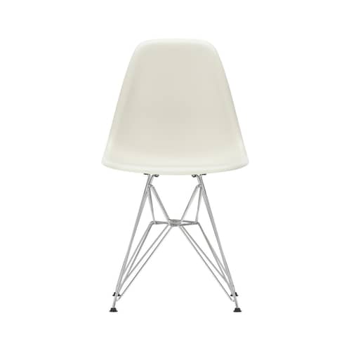 Stuhl RE DSR - Eames Plastic Side Chair plastikmaterial grau / (1950) - Beine verchromt / recycelt - Vitra - Kieselgrau / Beine verchromt - Recycelter Kunststoff (Post-Consumer), verchromter Stahl