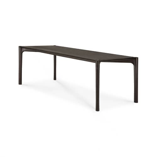 Table rectangulaire PI bois marron / 240 x 100 cm - 10 personnes - Ethnicraft - Teck brun foncé - Teck massif