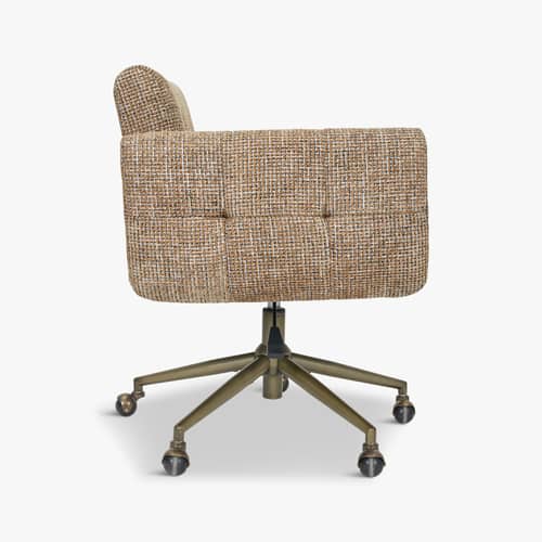 Valeria Office armchair textile brown - NV GALLERY - Caramel Tweed / Brushed brass - High resilience foam, Iron, Tissu Tweed