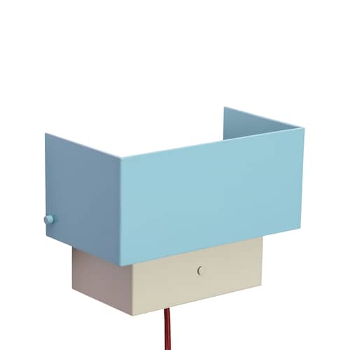 Arte Wall light with plug metal blue / Dimmer - HÜBSCH - Blue & Sand - Lacquered iron